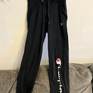 Champion Black Sweatpants with Logo Detail